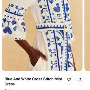 Farm rio dress white an blue size L